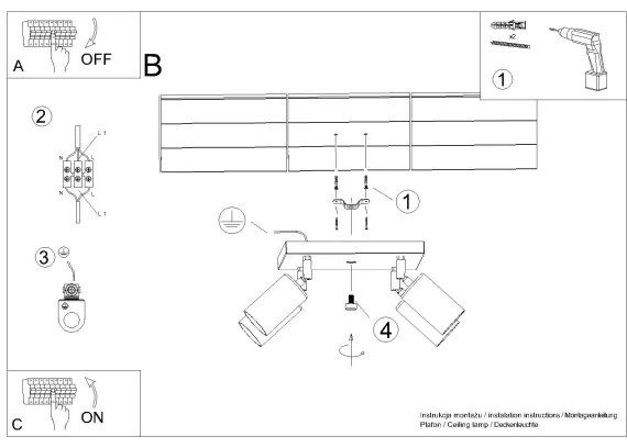Spot Sollux SL.1386 WINX 4xGU10/10W/230V negru/auriu