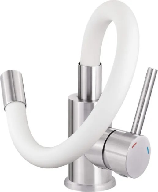 Luno Baterie chiuveta bucatarie finisaj crom - alb - flexibila BOC_W720