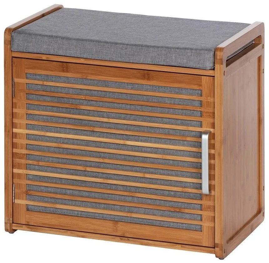 Pantofar gri/maro cu bancă din bambus Bahari – Wenko