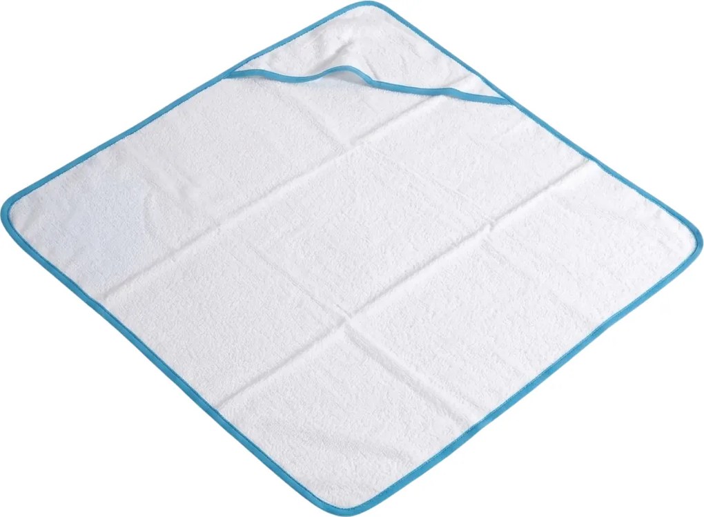 Prosop de baie pentru copii cu gluga BABY 75x75 cm, alb/albastru