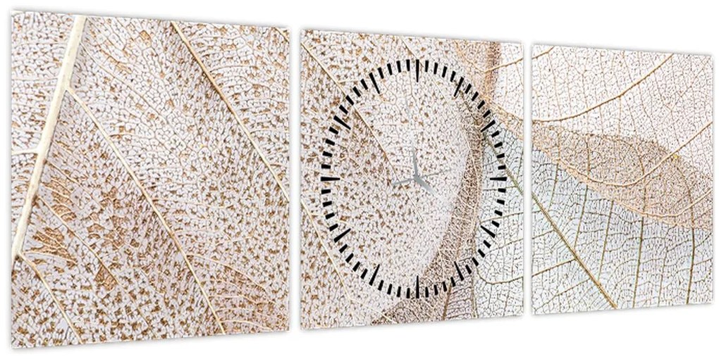 Tablou - Frunze bej (cu ceas) (90x30 cm)