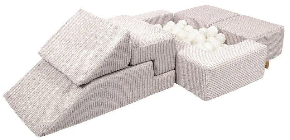 Teren de joacă din spumă crem 6 buc. din catifea reiată înălțime 40 cm 100x35 cm Montessori – Meowbaby