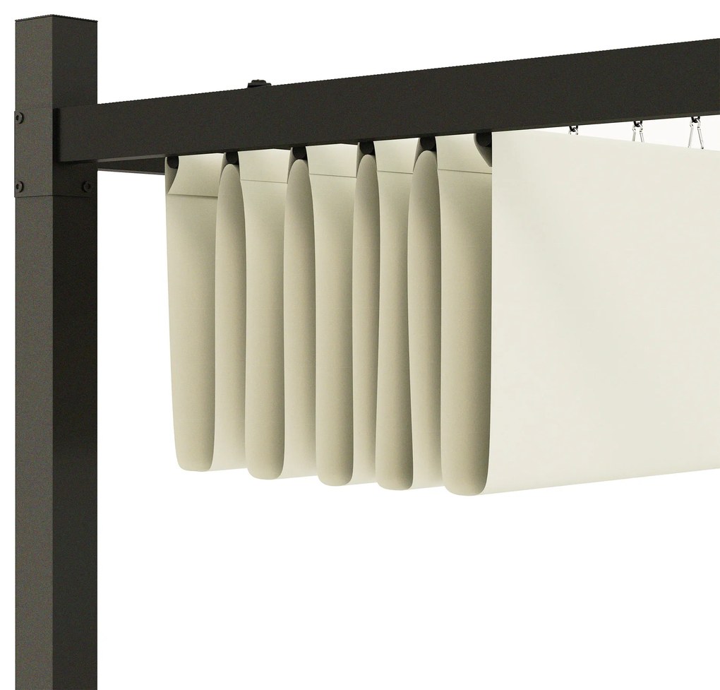 Outsunny Pergola de grădină exterioară 3 x 3 m cu acoperiș retractabil și fixare magnetică, adăpost solar UPF30+, crem | Aosom Romania