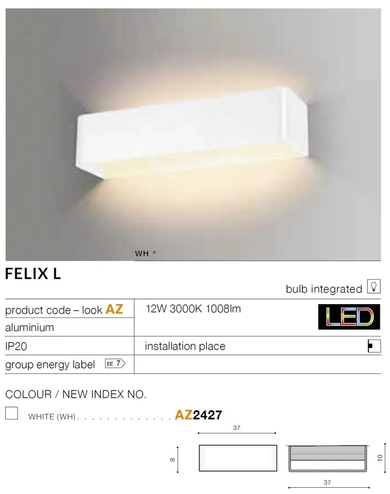 Aplica LED ambientala FELIX L alba
