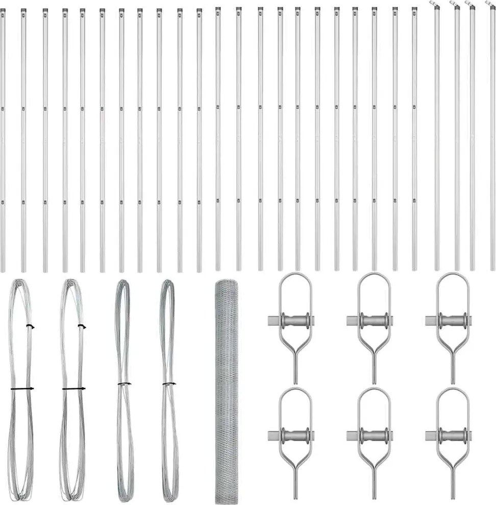 vidaXL Stâlp de gard. Argintiu 50 x 1,6 m (plasă de 13 mm) Oțel