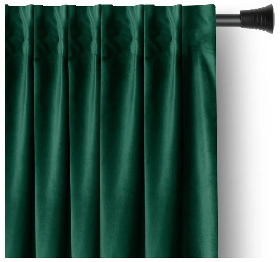Draperie verde-închis dimout (semi-opacă) din catifea 140x270 cm Pleat – Restilo