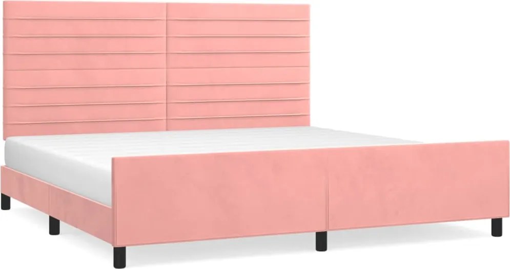 vidaXL Cadru de pat cu tăblie, roz, 200x200 cm, catifea