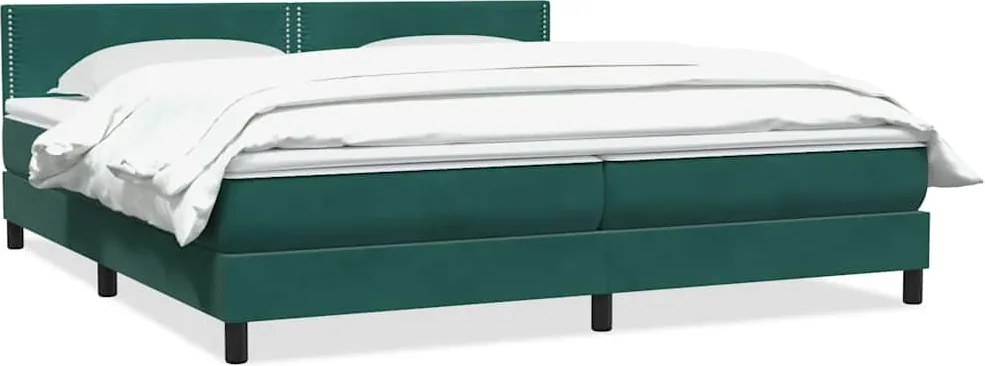 vidaXL Pat box spring cu saltea, verde închis, 180x220 cm, catifea