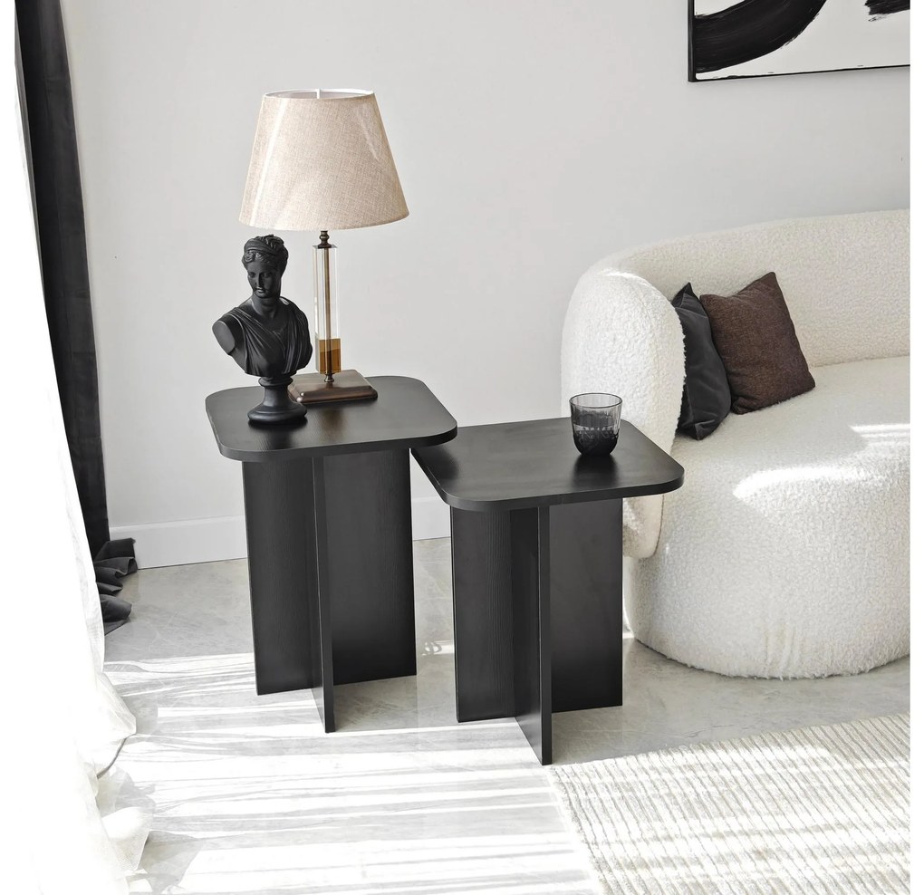 Set 2buc. măsuțe laterale Diveta (negru) . 1094794