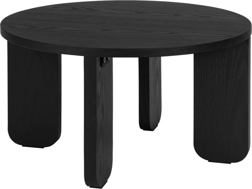 Măsuță de cafea neagră rotundă cu blat cu aspect de lemn de stejar ø 55 cm Kuvu – noo.ma