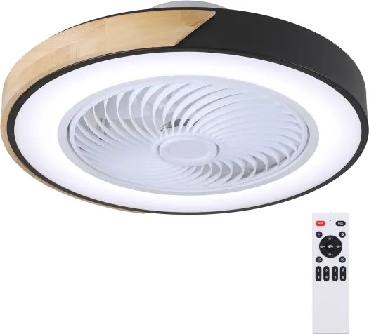 Brilagi-LED plafonieră LED dimabilă cu ventilator, 30W/230V, 3000-6500K, negru/stejar +telecomandă