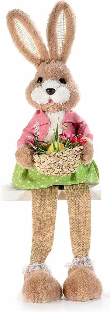 Figurina Iepuras Paste Girl cu picioare textil fibre naturale 17 cm x 53 h