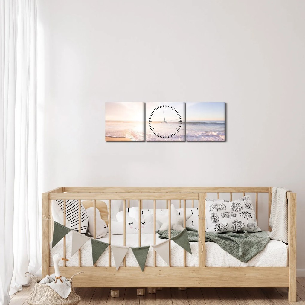 Tablou cu plaja cu nisip (cu ceas) (90x30 cm)