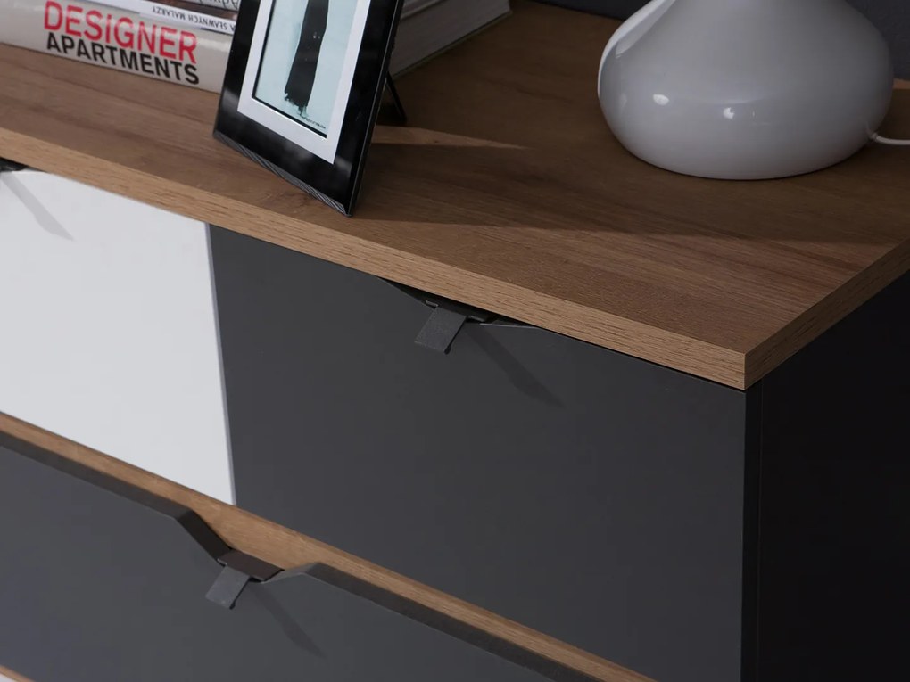 Dulap cu rafturi Mimone R3D (Stejar auriu + Alb mat + grafit). 1051781