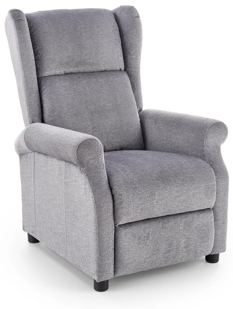Fotoliu recliner tapitat Agustin gri - H 107-83 cm