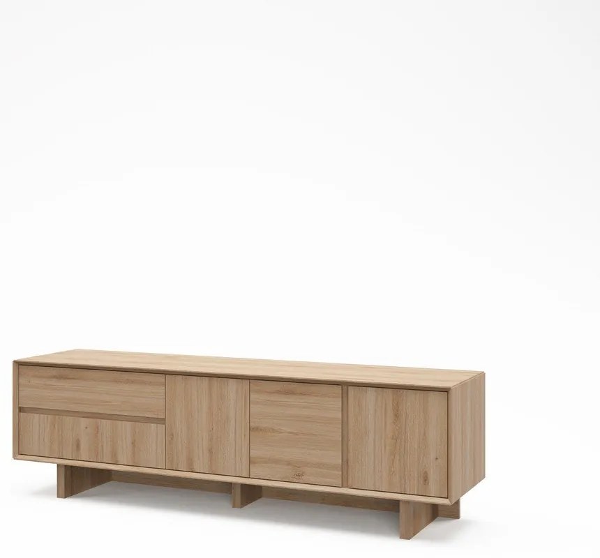 Comodă TV în culoare naturală cu aspect de lemn de stejar 180x55x45 cm Carpi – Marckeric
