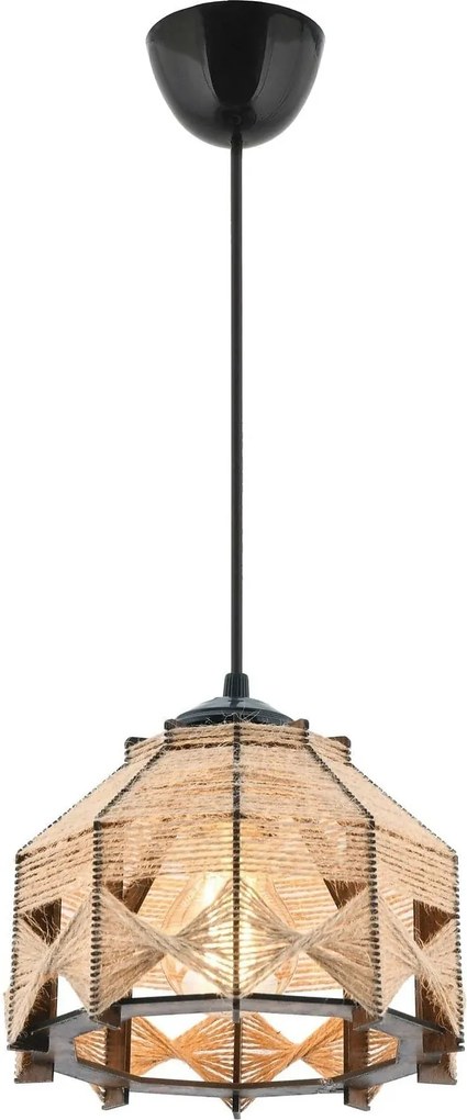 Lustra JUTTA JUTE, bej/negru, metal/iuta, 20x50 cm