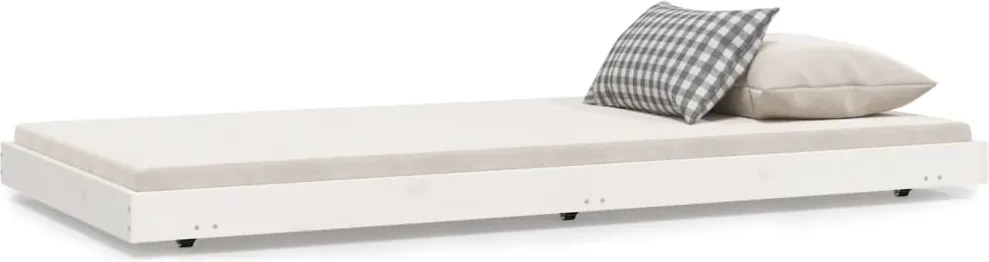 vidaXL Cadru de pat fără saltea, alb, 75x190 cm, lemn masiv de pin