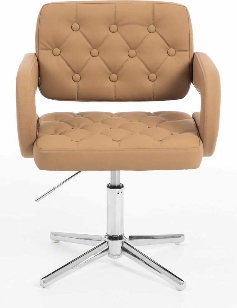 HR8403CROSS Scaun Caramel Piele Ecologica Premium Soft cu Bază Cromata