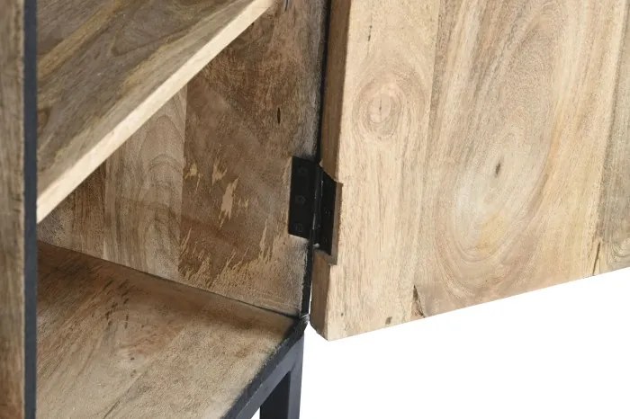 Bufet din lemn de mango și piele naturală cu păr de vacă, L172 cm, „Vachette”