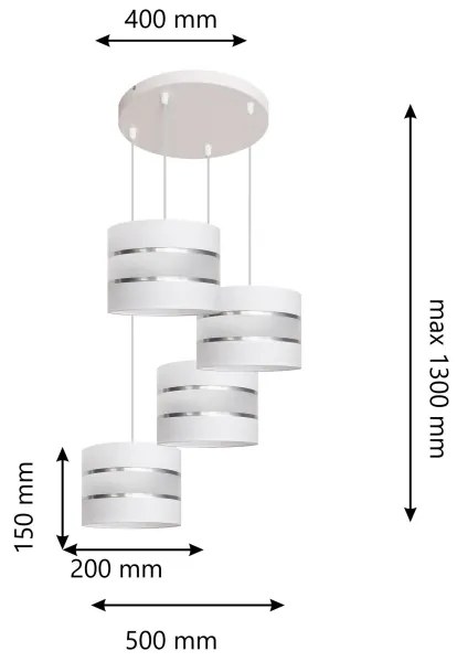 Lustră pe cablu HELEN 4xE27/15W/230V albă