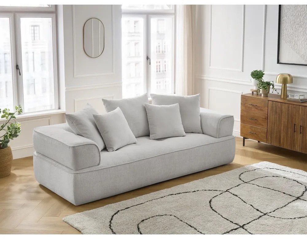 Canapea gri deschis cu tapițerie din chenille 237 cm Whesley – Bobochic Paris