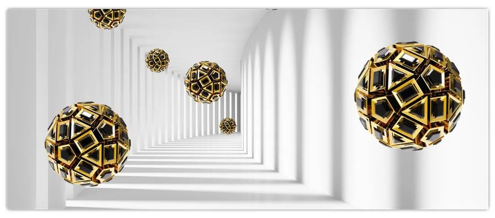 Tablou abstract cu mingi de fotbal (120x50 cm)