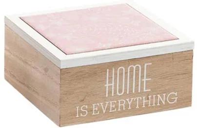 Cutie Home din lemn natur cu ceramica roz 12 cm