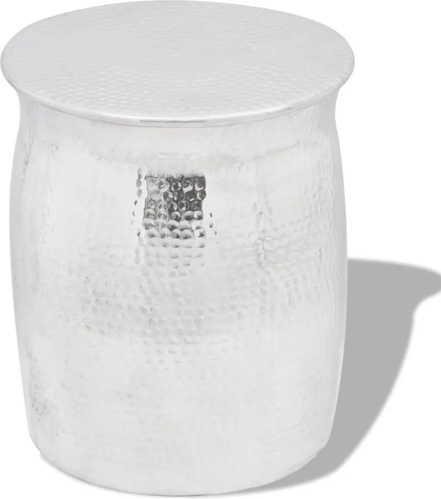 vidaXL Scaun/Masă laterală din aluminiu bătut la ciocan, argintiu