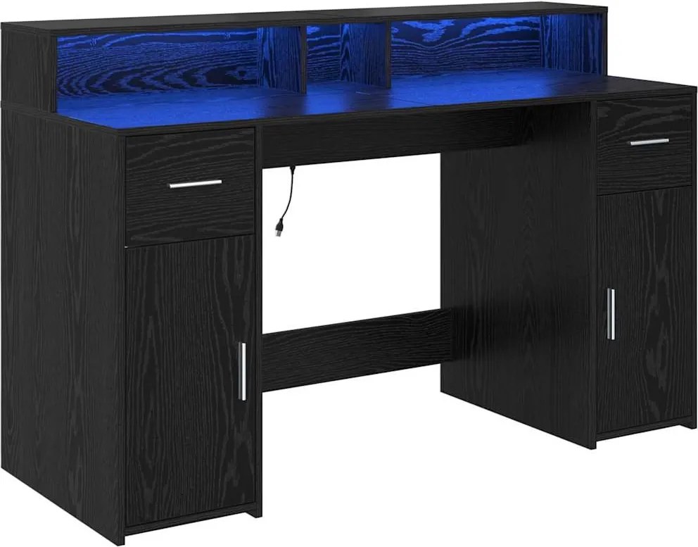 vidaXL Birou cu sertar Stejar negru 140 x 55 x 91 cm Lemn compozit