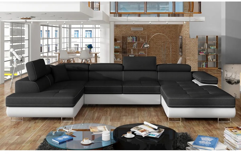 Expedo Canapea extensibilă în formă de U CORGI, 345x90x202, sawana 14/soft 17, colţ stânga