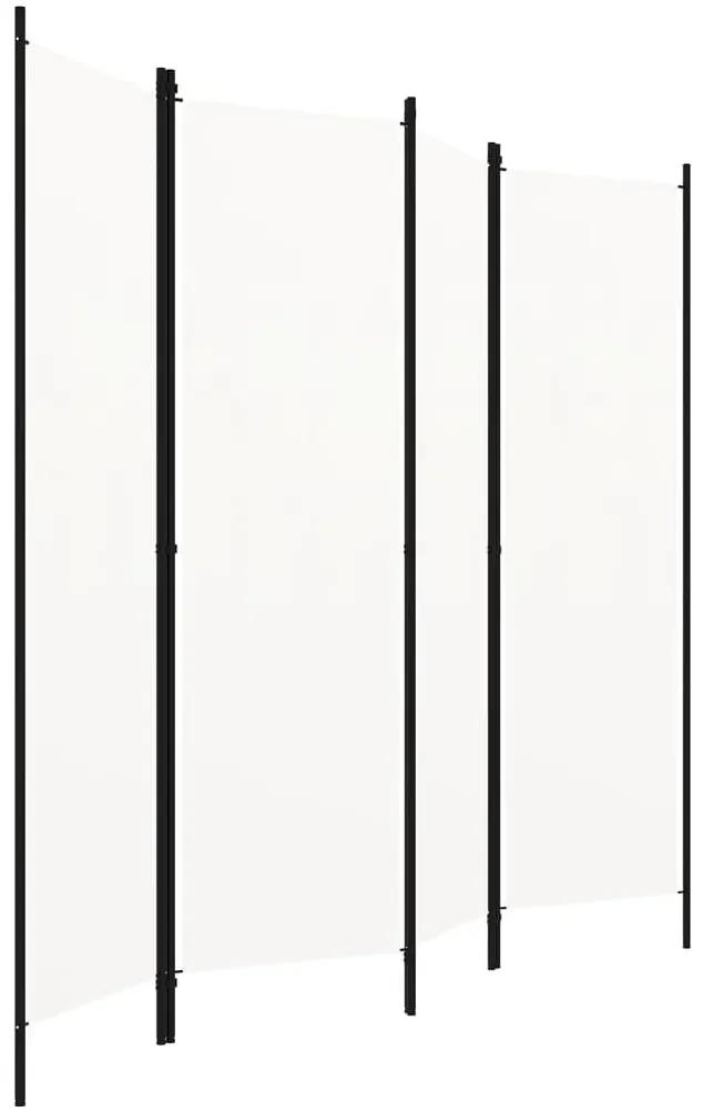 Paravan de camera cu 4 panouri, alb crem, 200 x 180 cm Alb, 4