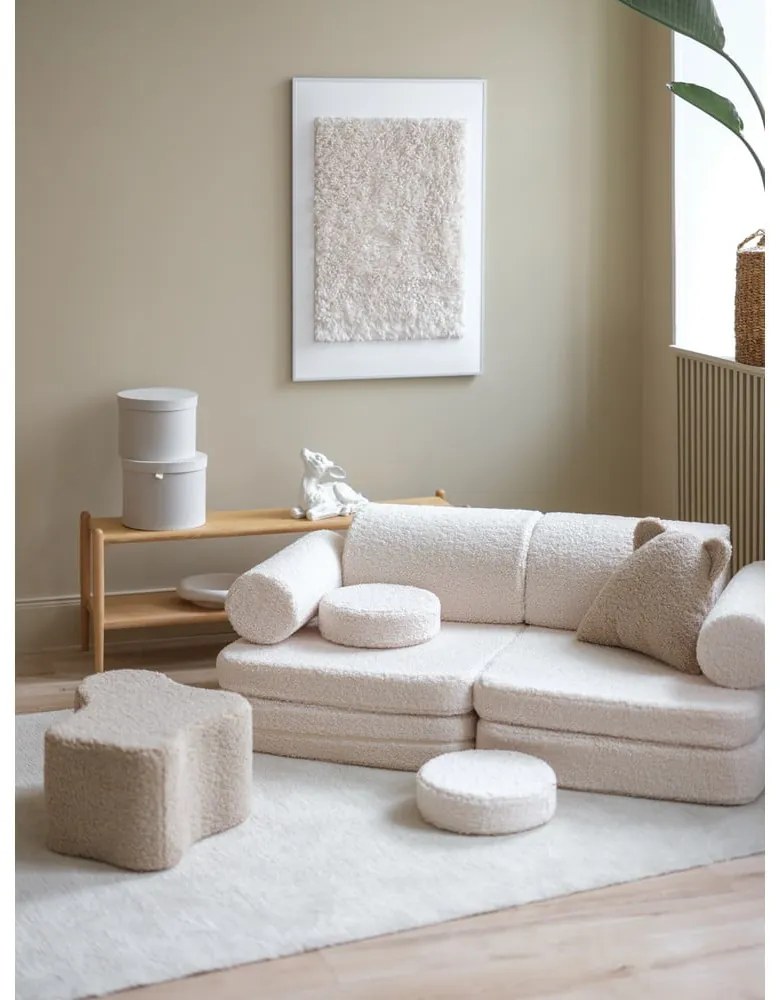 Canapea pentru copii crem cu tapițerie din țesătură bouclé 132 cm Settee – Wigiwama
