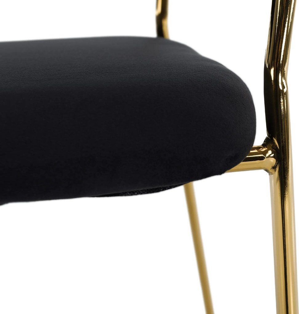 Scaun de sufragerie de design, material Velvet negru/gold crom auriu, DASMIN TIP 1