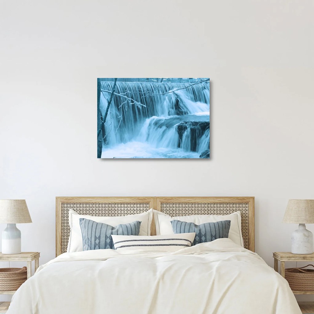 Tablou pe sticlă - cascadele închețate (70x50 cm)