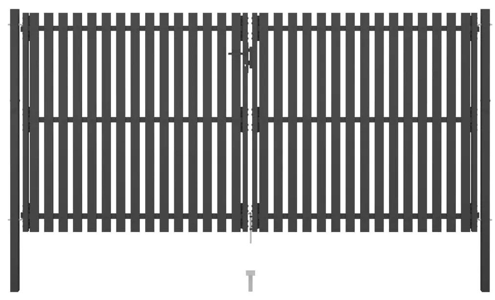 vidaXL Poartă de gard grădină, antracit, 4 x 2,25 m, oțel