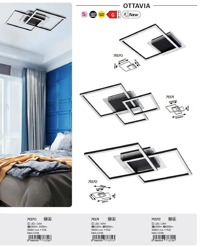 Plafoniera LED design geometric Ottavia 50x18,5cm