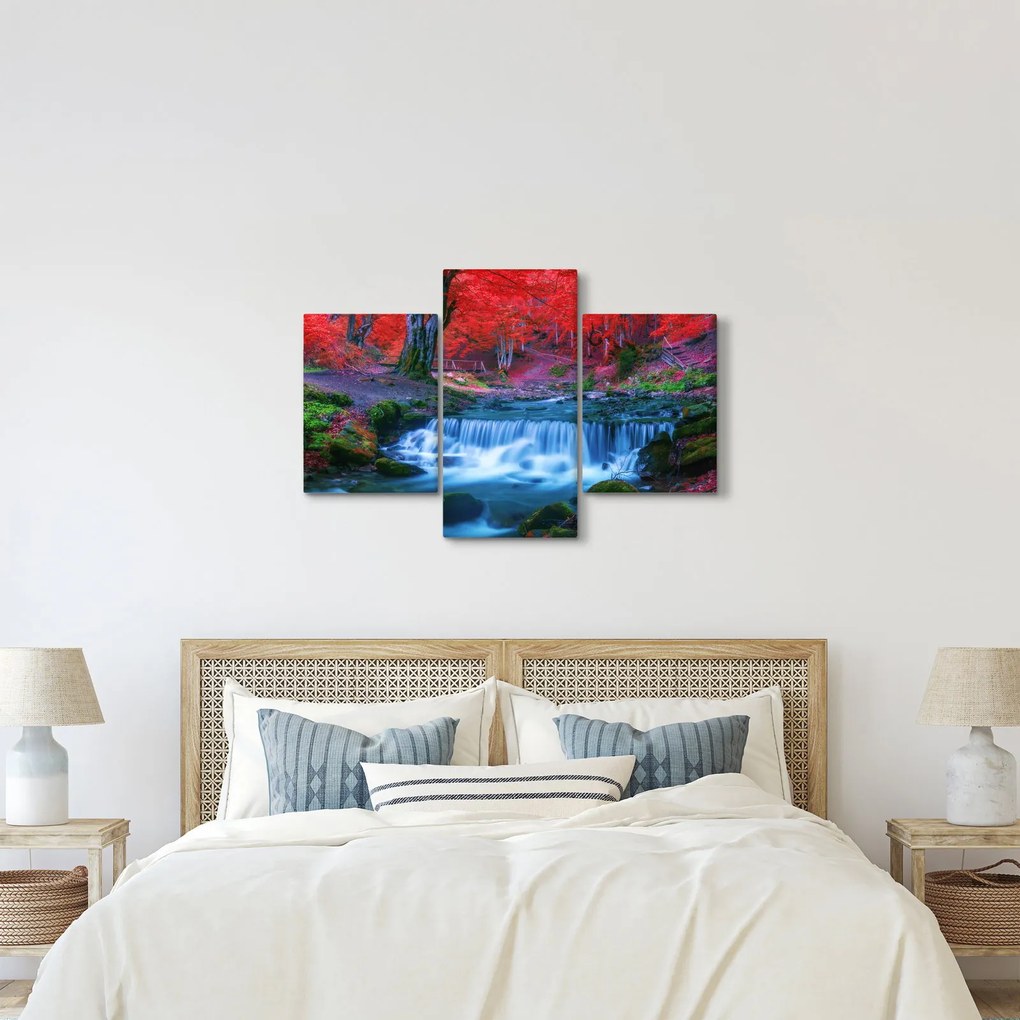 Tablou - Cascada în pădurea roșie (90x60 cm)