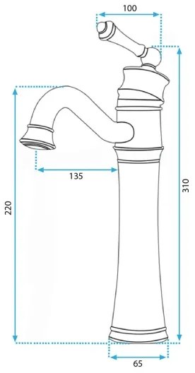 REA-B0227 - Baterie pentru lavoar VINTAGE OLD 31 cm, neagră