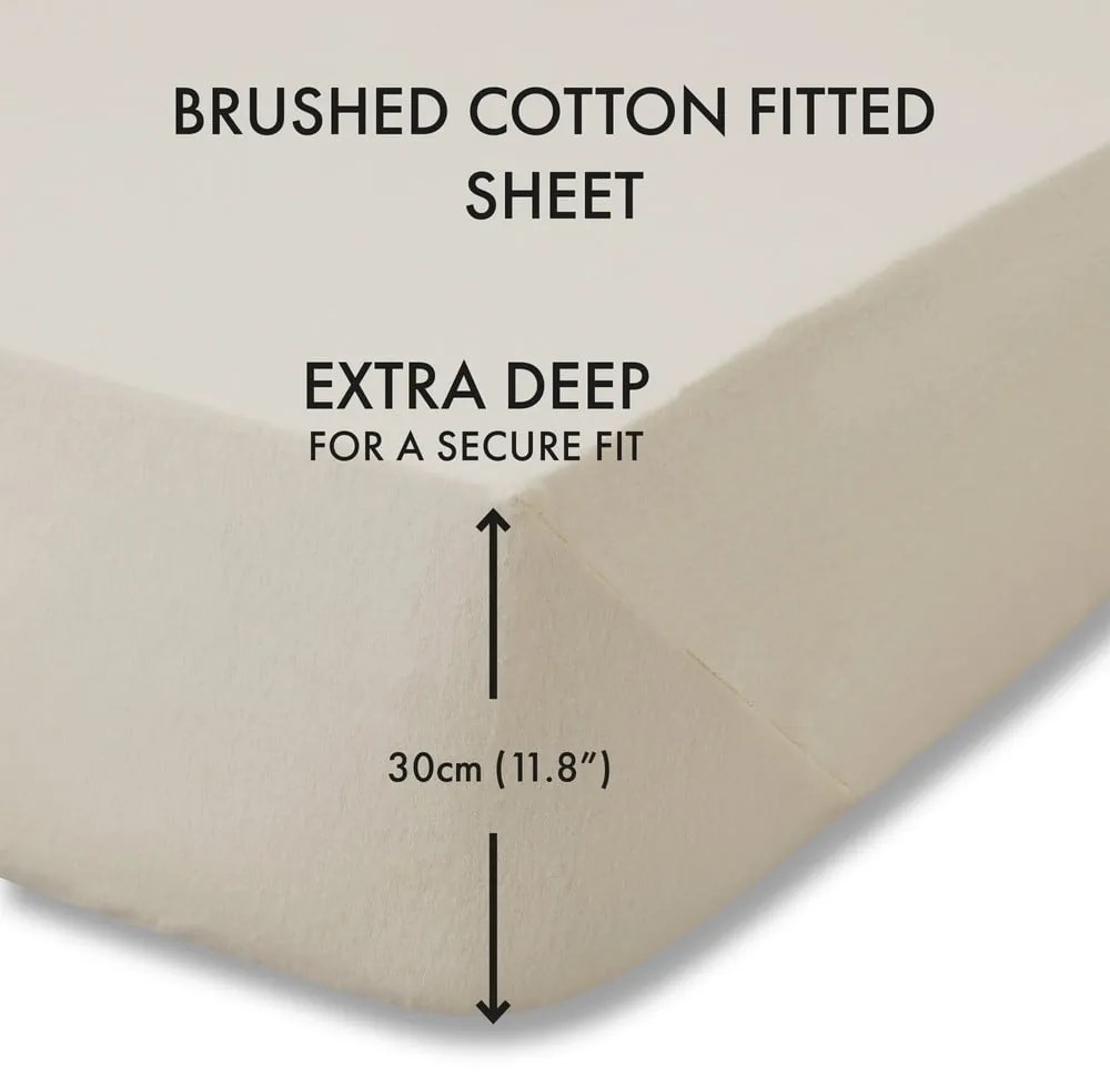 Cearceaf bej din flanelă cu elastic 150x200 cm Brushed – Catherine Lansfield