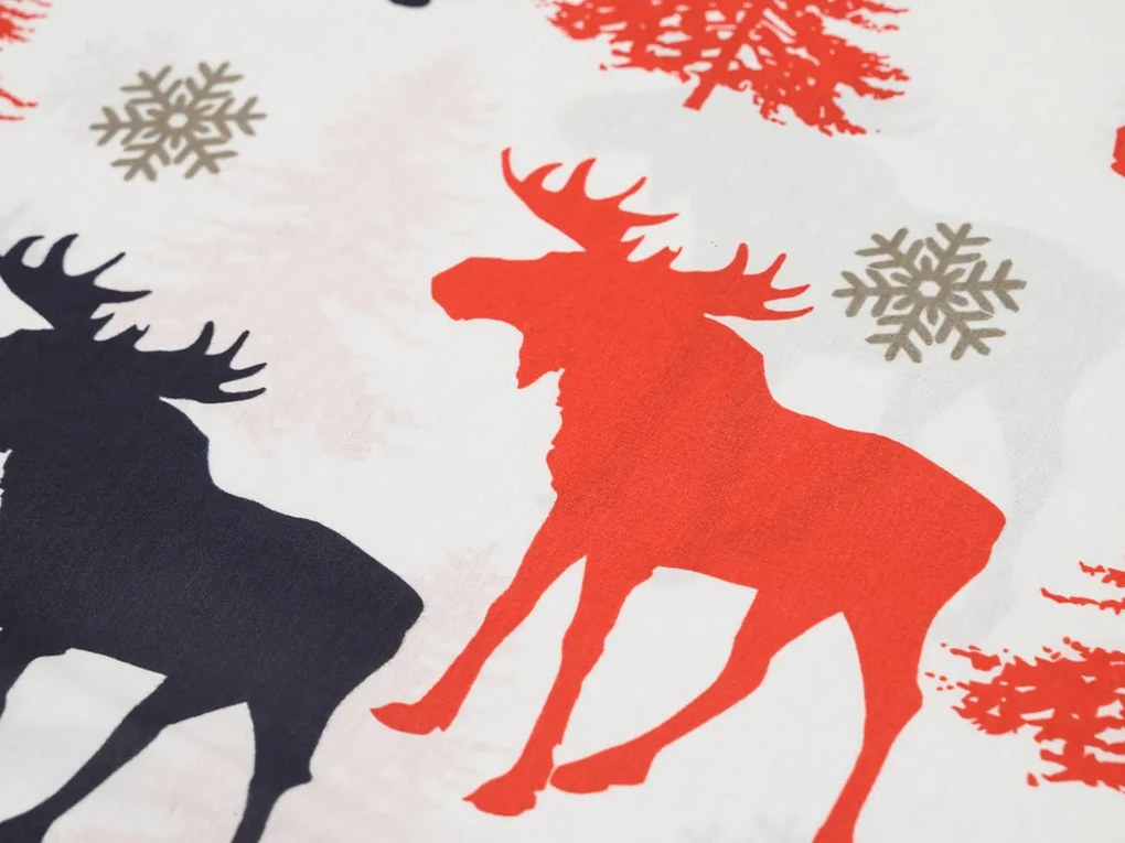 Lenjerie de pat din bumbac CHRISTMAS MOOSE alb Dimensiune lenjerie de pat: 2 buc 70 x 90 cm | 200 x 220 cm