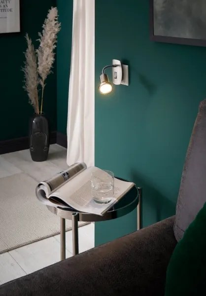 Eglo 902366 - Lampă LED de priză MINI, 1xGU10/2,8W/230V, crom mat