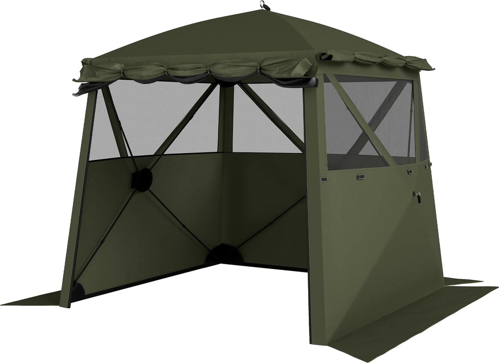 Outsunny Pavilion 2x2m Impermabil Stabil Rezistent la iarnă Pop-up Pavilion pliabil cu 4 panouri laterale Ferestre din plasă Ușă frontală UPF 30+ | Aosom Romania