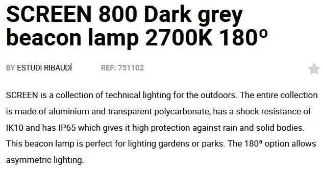 Stalp LED iluminat exterior simetric 180º IP65 SCREEN 80cm 2700K