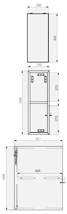 Dulap suspendat deschis Rak, Joy 20 cm, cu 1 poliță, gri