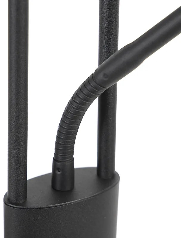 Lampă de podea modernă neagră cu LED și braț de citit - Divine