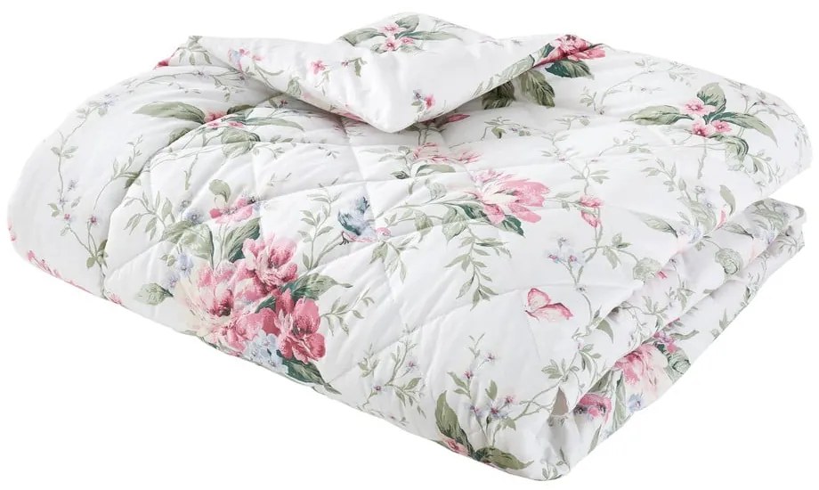 Cuvertură crem matlasată 200x200 cm Bridgerton Penelope Floral – Catherine Lansfield