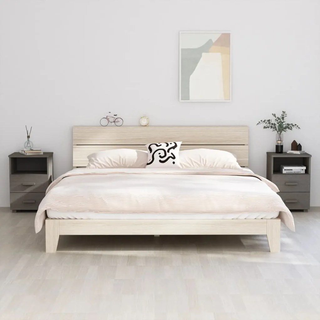 vidaXL Noptiere HAMAR, 2 buc, gri deschis, 40x35x62 cm, lemn masiv