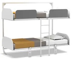 Pat Rabatabil Suprapus cu somiere incluse - Simple Bunk - Alb Mat