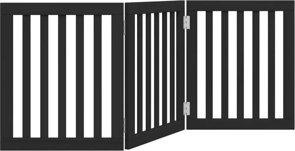 vidaXL Poartă pentru câini pliabilă 3 panouri negru, 150 cm, lemn plop